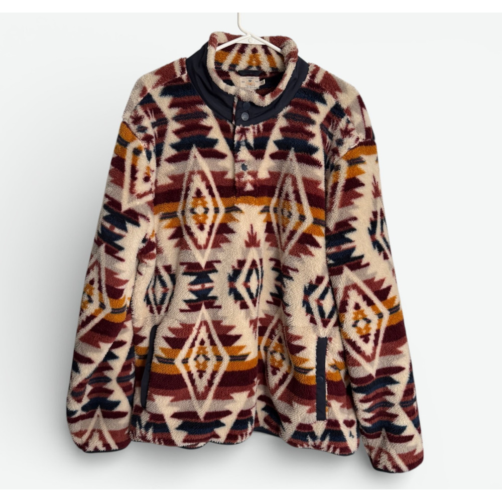 Faherty ThunderVoice Hat Co Fleece Snap Pullover Mens XL Southwestern Aztec TVHC